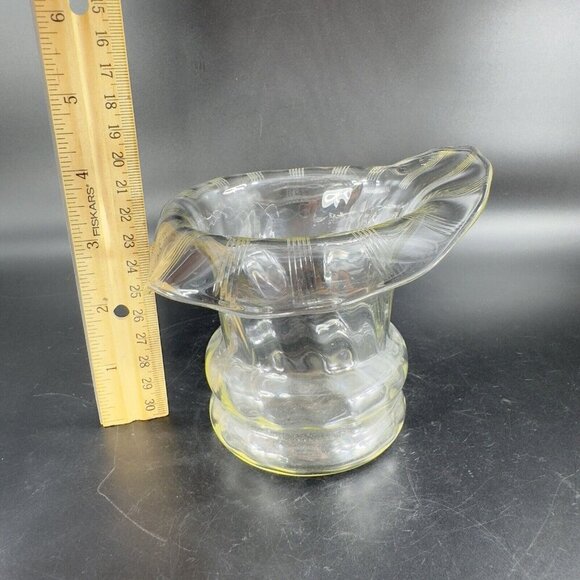 Antique Jack In The Pulpit Vase Bowl Transparent Light Yellow Glass Vintage Vase - Picture 7 of 13